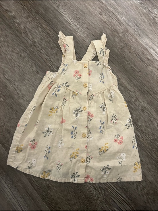 H&M Other - H&M Cream Floral Ruffle-Strap Dress with Pink, Yellow, Blue Blossoms